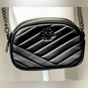 Tory Burch Kira Black Leather Chevron Quilted Crossbody Bag - Gunmetal Hardware